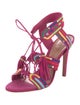 Schutz Suede Printed T-Strap Sandals