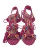 Schutz Suede Printed T-Strap Sandals
