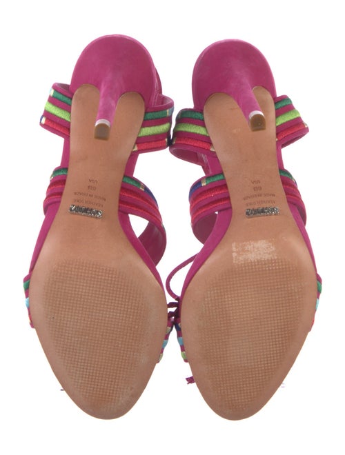 Schutz Suede Printed T-Strap Sandals