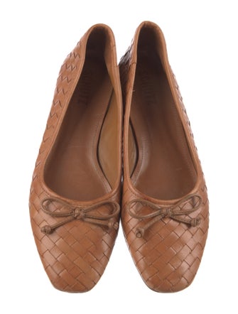 Schutz Leather Bow Accents Ballet Flats