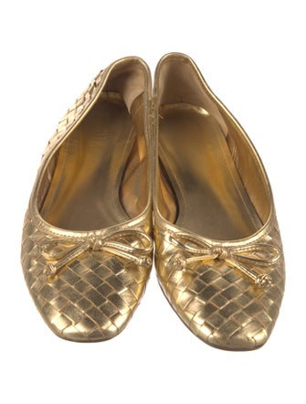 Schutz Leather Bow Accents Ballet Flats