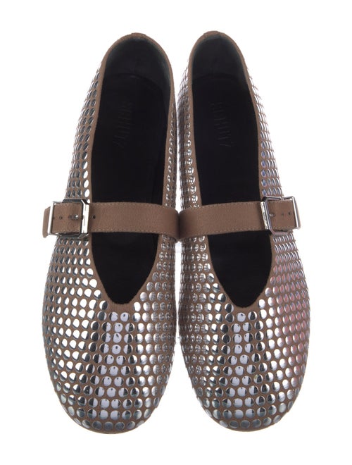 Schutz Suede Colorblock Pattern Slides