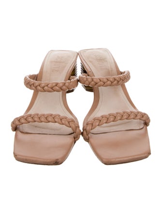 Schutz Leather Braided Accents Slides