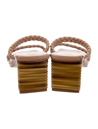 Schutz Leather Braided Accents Slides