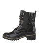 Schutz Patent Leather Crystal Embellishments Combat Boots