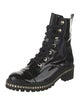 Schutz Patent Leather Crystal Embellishments Combat Boots