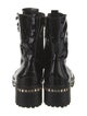 Schutz Patent Leather Crystal Embellishments Combat Boots