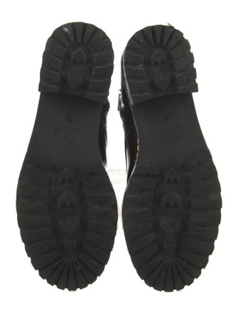 Schutz Patent Leather Crystal Embellishments Combat Boots