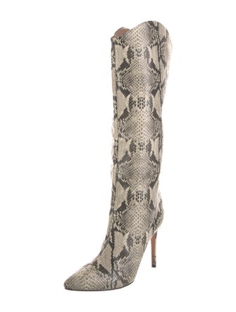 Schutz Leather Animal Print Boots