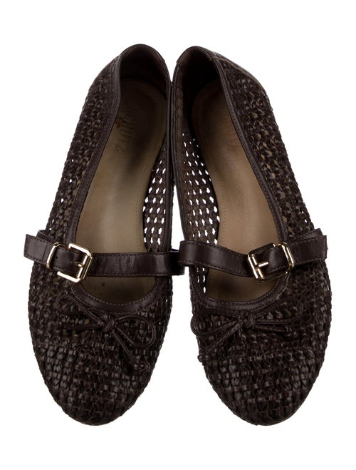 Schutz Leather Bow Accents Mary Jane Flats