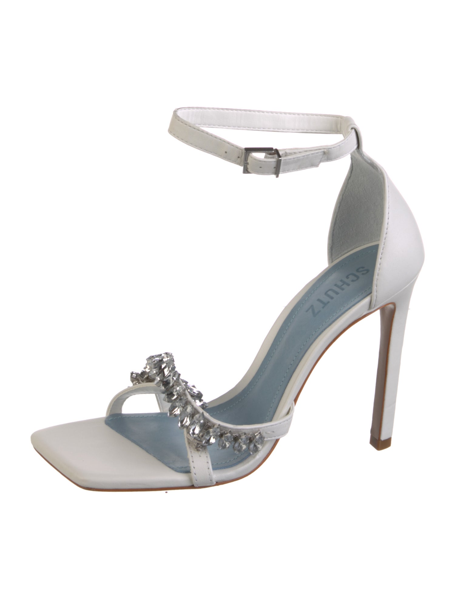 Schutz Leather Crystal Embellishments Sandals