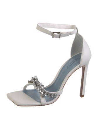 Schutz Leather Crystal Embellishments Sandals