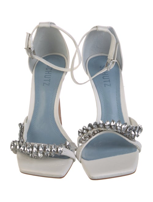 Schutz Leather Crystal Embellishments Sandals