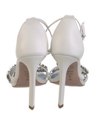 Schutz Leather Crystal Embellishments Sandals