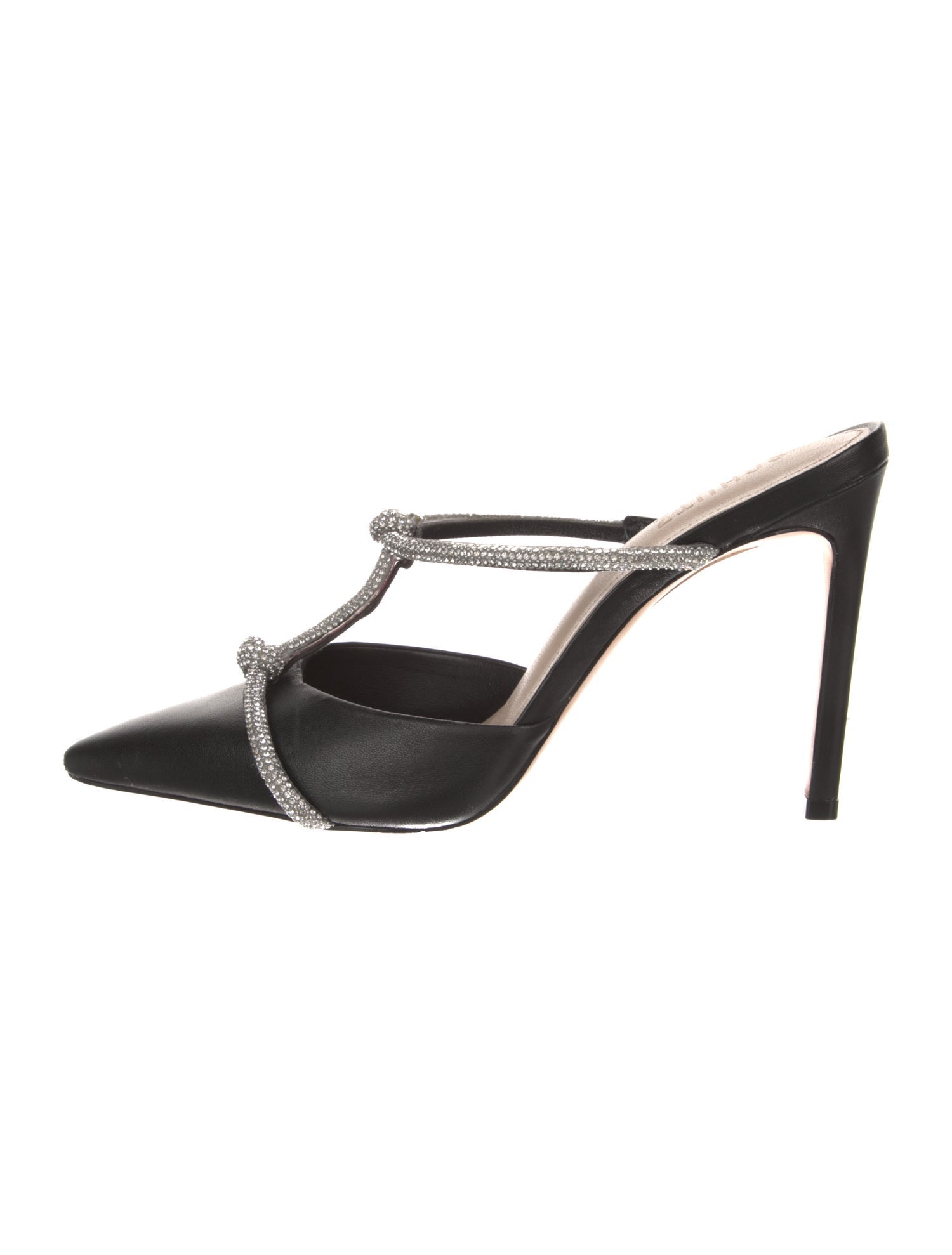 Schutz Leather Crystal Embellishments Mules