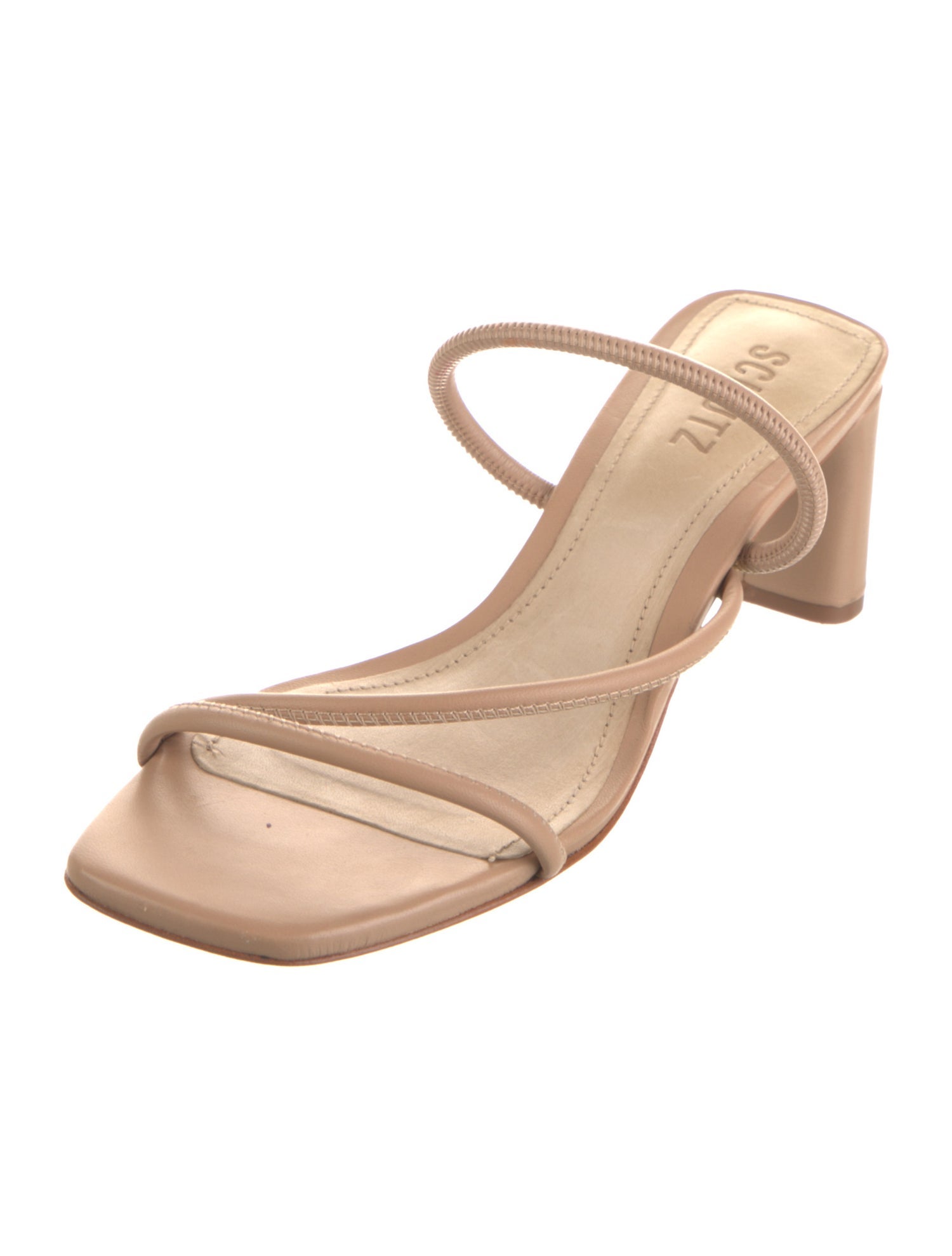 Schutz Leather Crystal Embellishments Slides