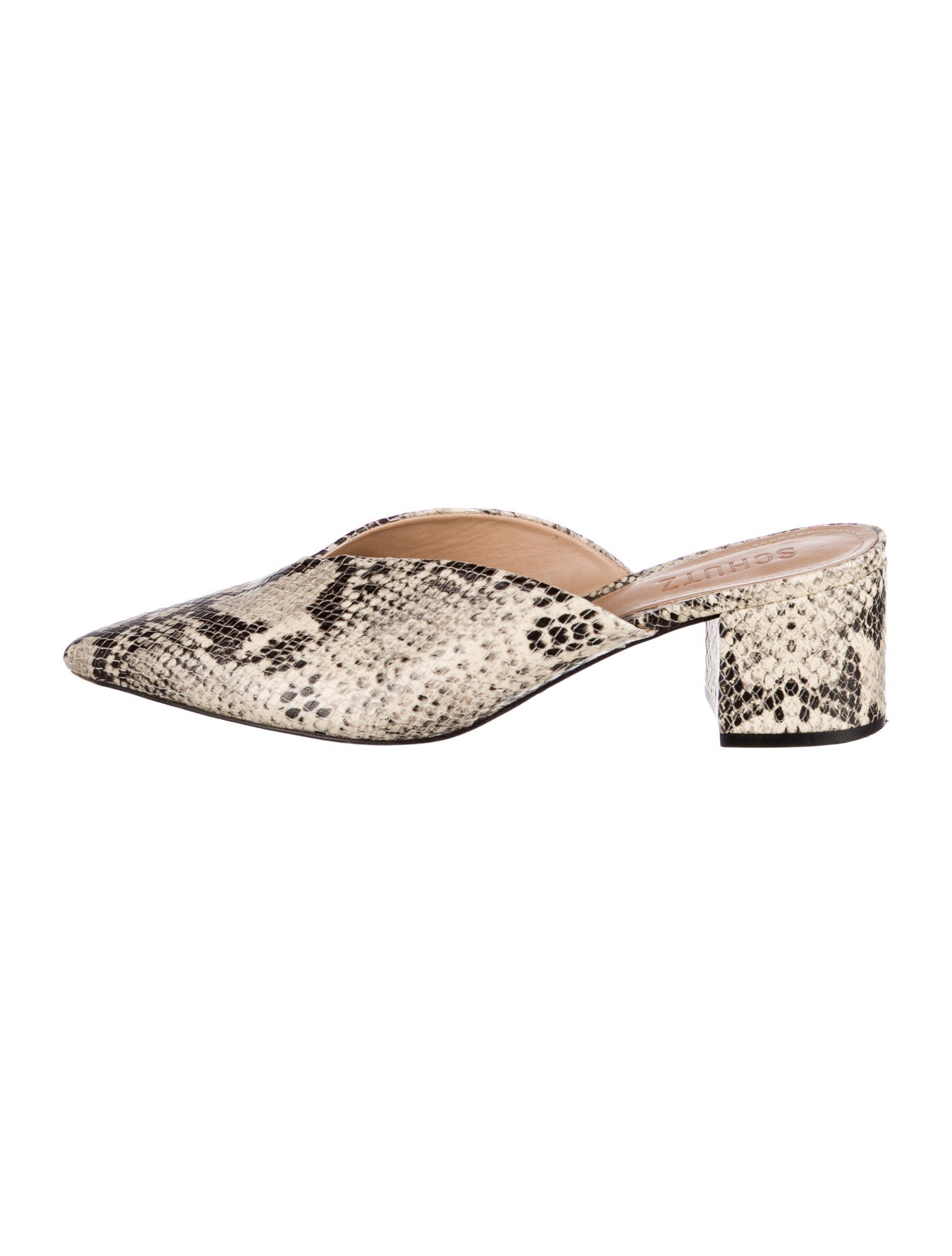 Schutz Leather Animal Print Mules