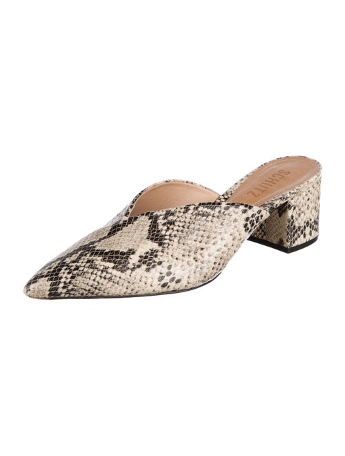 Schutz Leather Animal Print Mules