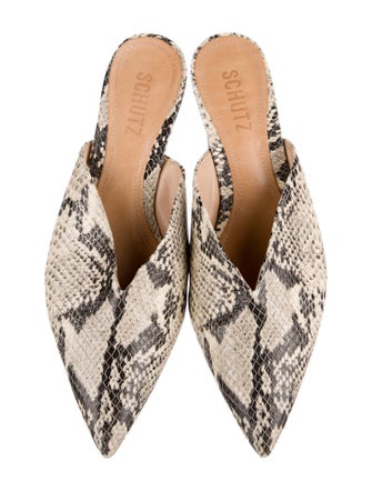 Schutz Leather Animal Print Mules