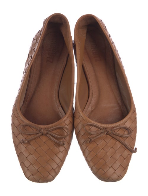Schutz Leather Bow Accents Ballet Flats