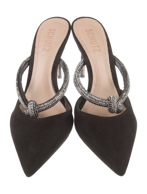 Schutz Suede Crystal Embellishments Mules