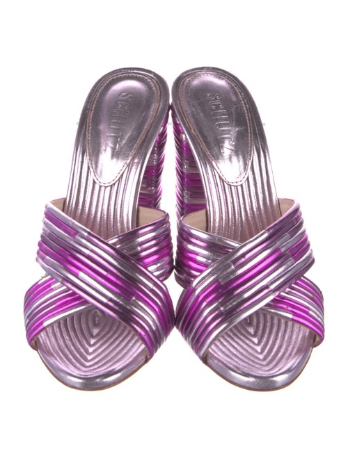 Schutz Leather Printed Slides