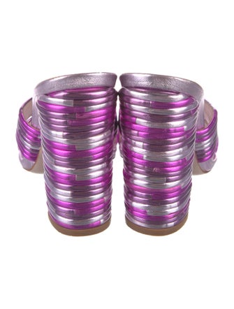 Schutz Leather Printed Slides