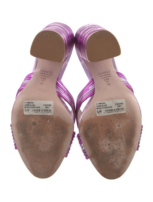 Schutz Leather Printed Slides