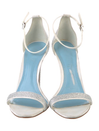 Schutz Leather Crystal Embellishments Sandals