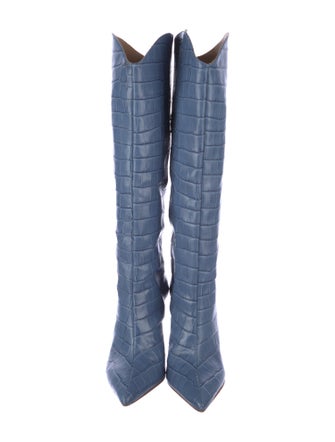 Schutz Leather Animal Print Boots