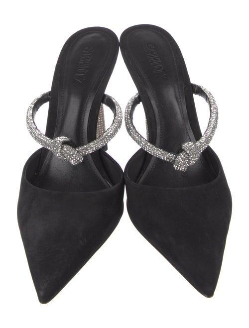 Schutz Suede Crystal Embellishments Mules
