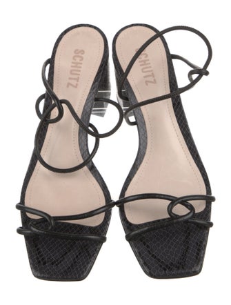 Schutz Embossed Leather Sandals
