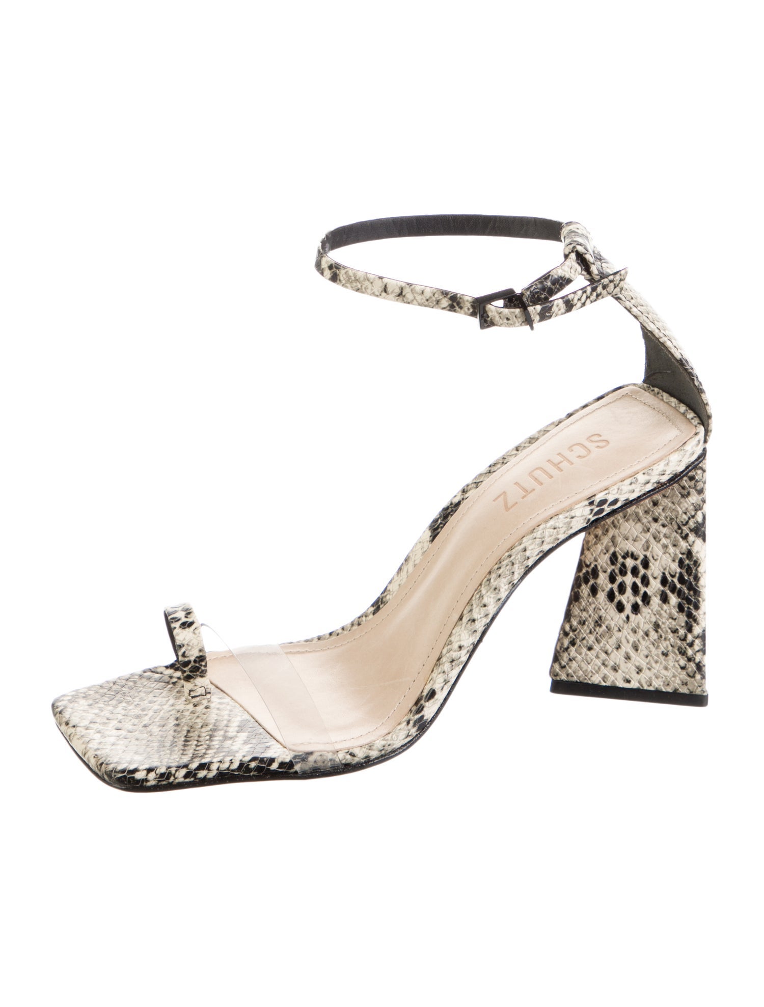 Schutz Snakeskin Animal Print Sandals