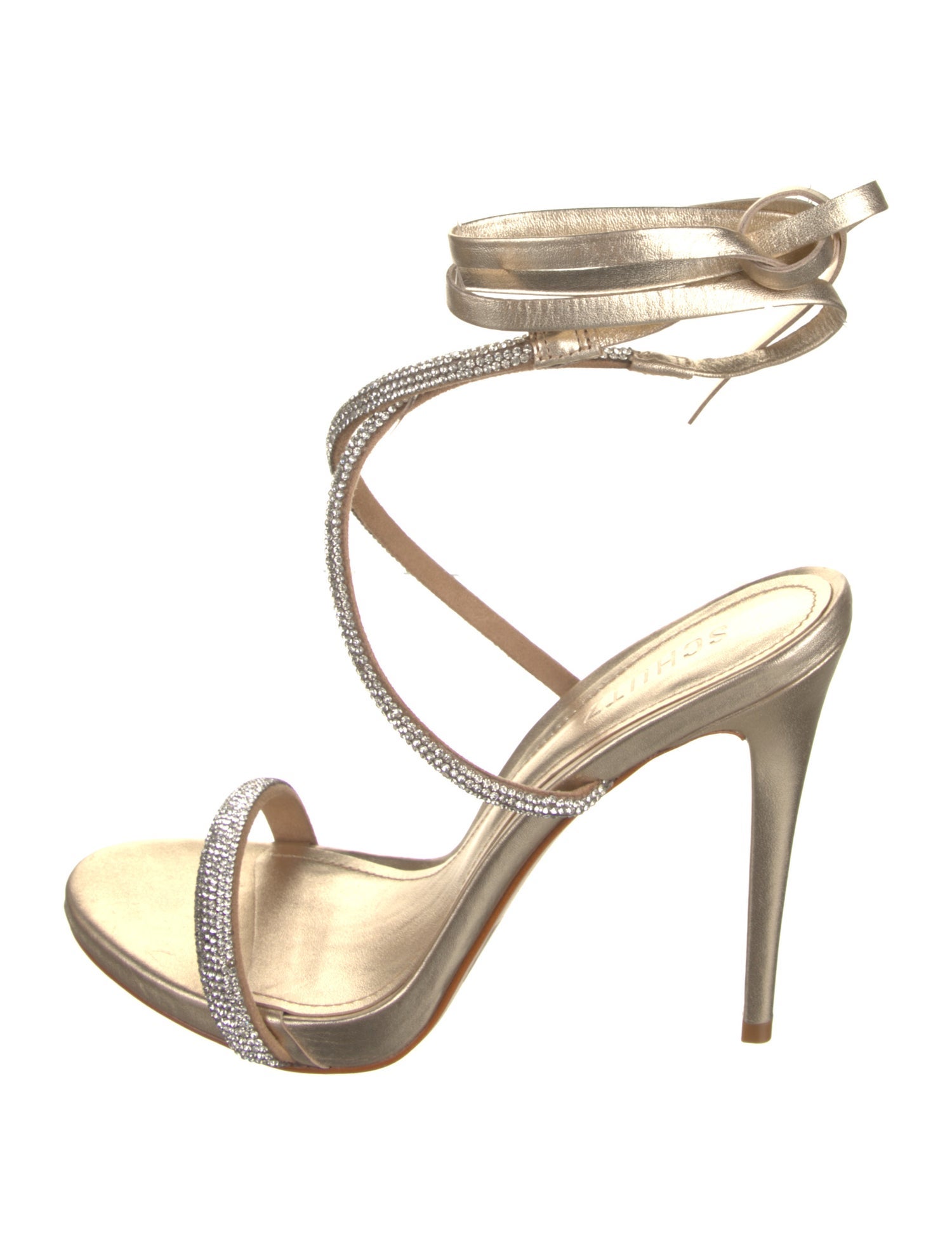 Schutz Leather Crystal Embellishments Sandals