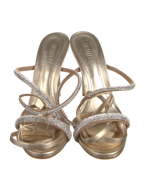 Schutz Leather Crystal Embellishments Sandals