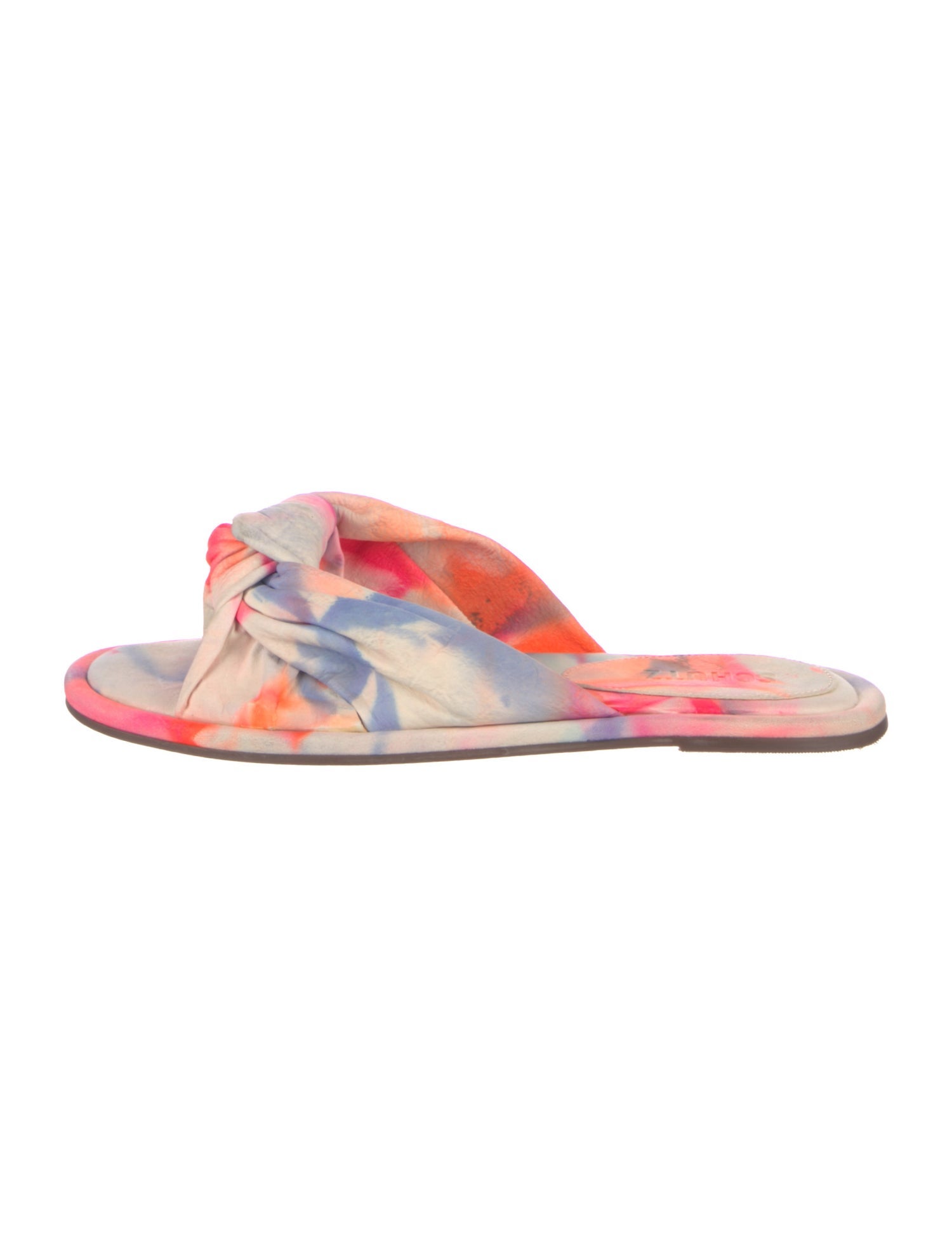Schutz Leather Tie-Dye Print Slides