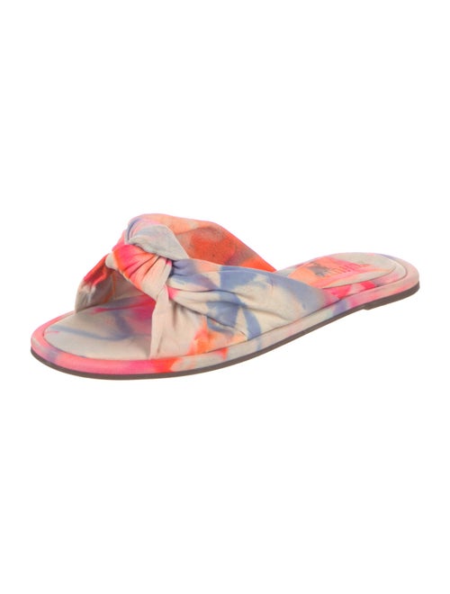 Schutz Leather Tie-Dye Print Slides