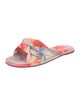 Schutz Leather Tie-Dye Print Slides