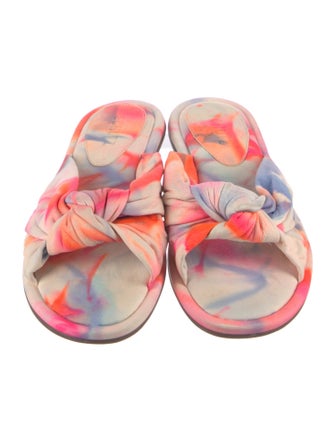 Schutz Leather Tie-Dye Print Slides