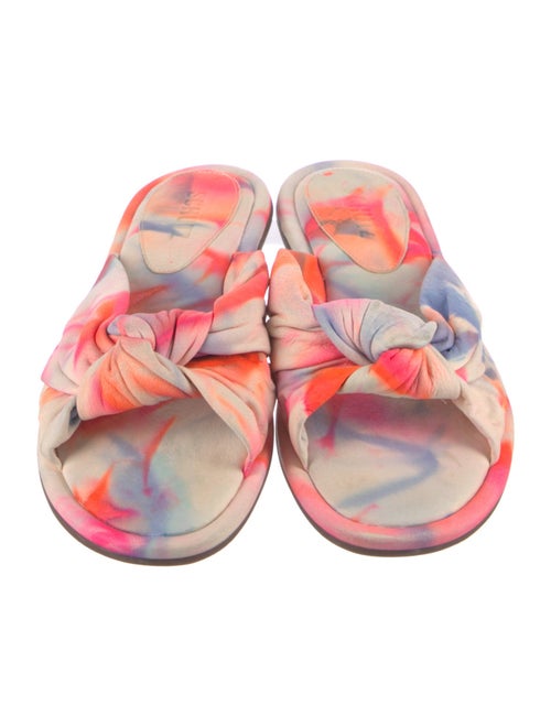 Schutz Leather Tie-Dye Print Slides