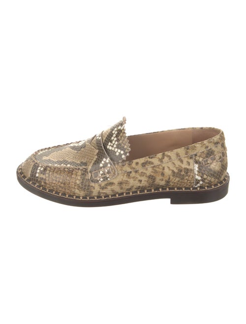 Schutz Embossed Leather Animal Print Loafers