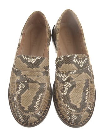 Schutz Embossed Leather Animal Print Loafers