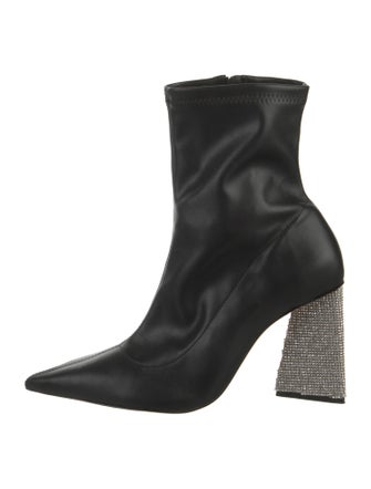 Schutz Leather Crystal Embellishments Boots