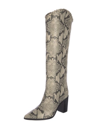 Schutz Leather Animal Print Boots