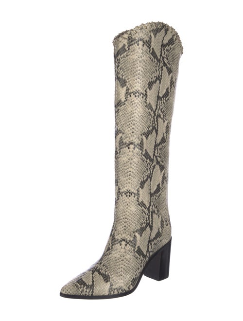 Schutz Leather Animal Print Boots