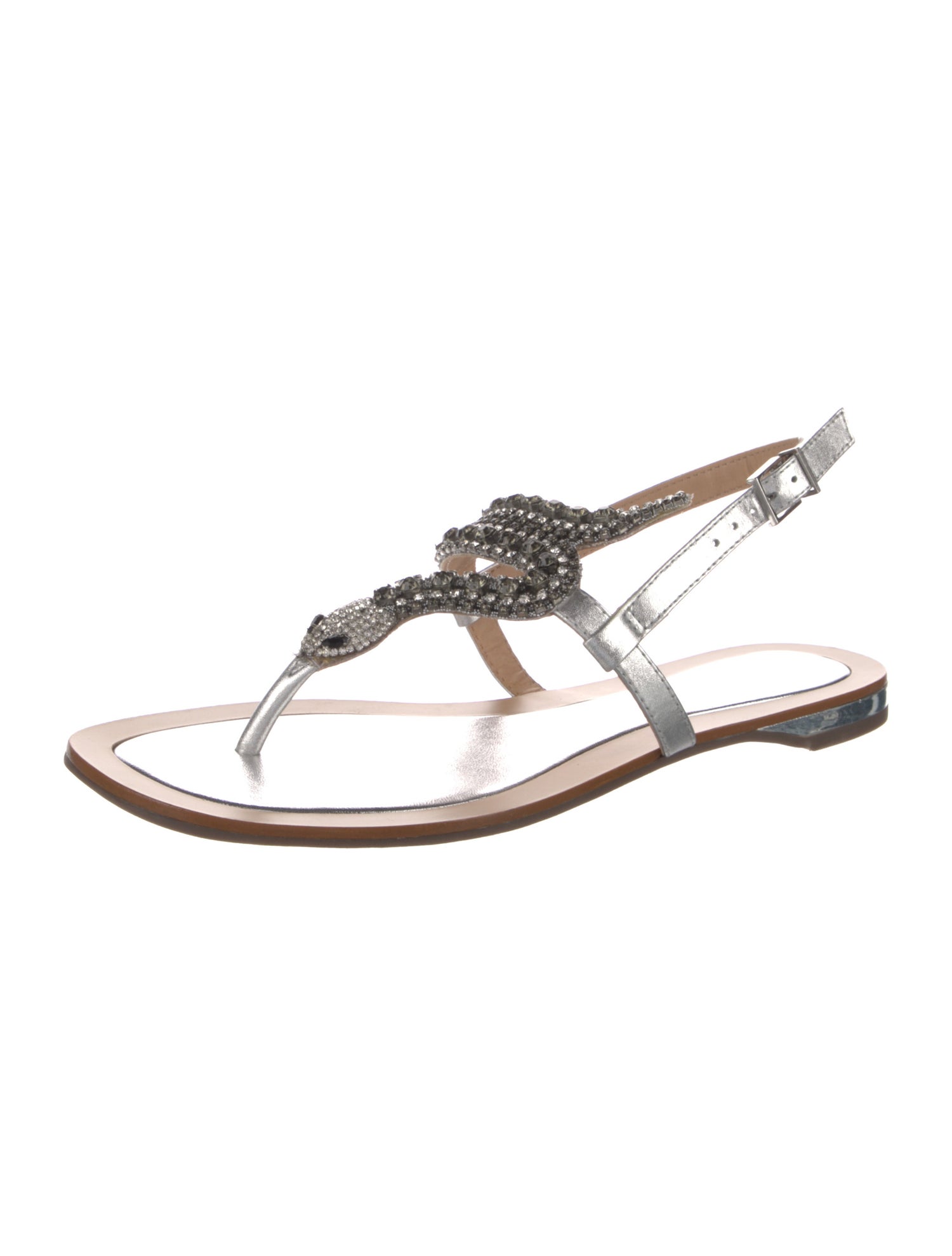 Schutz Leather T-Strap Sandals