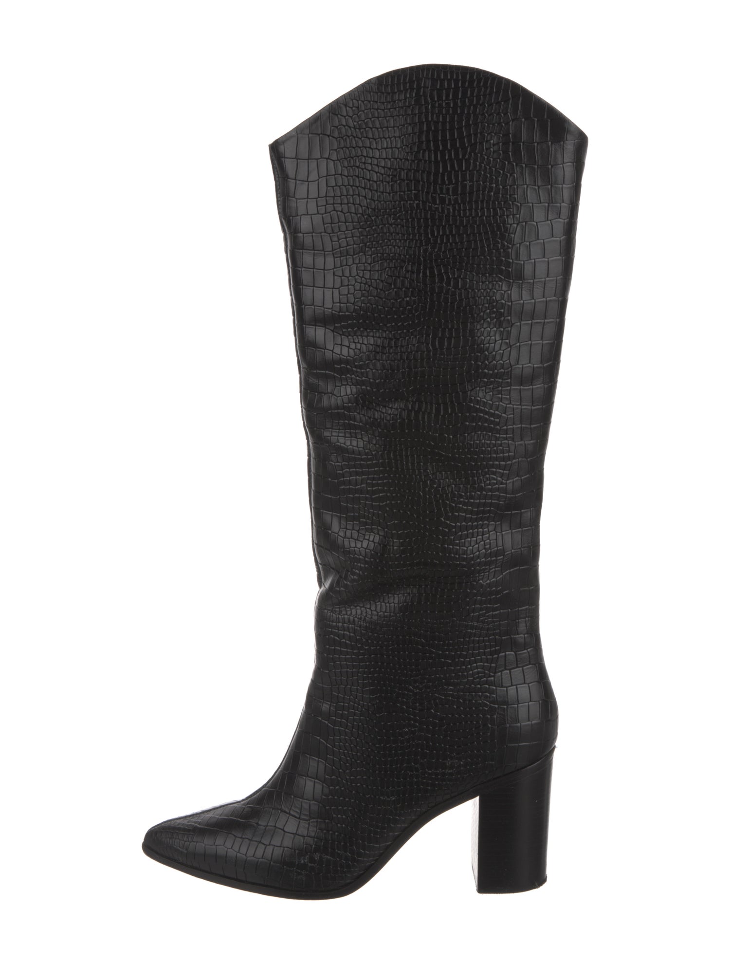 Schutz Embossed Leather Riding Boots