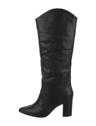 Schutz Embossed Leather Riding Boots
