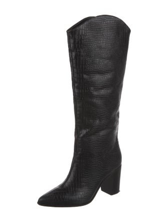 Schutz Embossed Leather Riding Boots