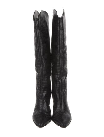 Schutz Embossed Leather Riding Boots